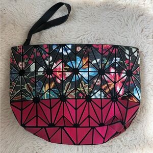Emilio Pepe Italy Geometric Pink & Black Floral Clutch Purse/Bag